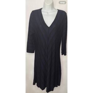 Max Studio Blue Diagonal Stripe Sweater Dress Women’s Large Lightweight NEW